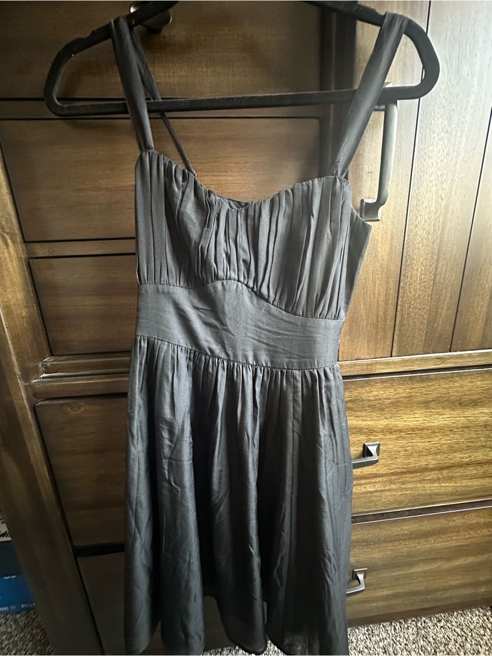 Abercrombie & Fitch Black Pleated Empire Waist Mini Dress
